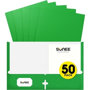 image:imageSUNEE Folders with Pockets 3 Hole Punched50 Pack Dark Blue 2 Pocket Folders Fit Letter Size Paper Paper File Folder for School Office Home BussinessGreen