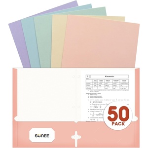 image:imageSUNEE Folders with Pockets 3 Hole Punched50 Pack Dark Blue 2 Pocket Folders Fit Letter Size Paper Paper File Folder for School Office Home BussinessMulticolored 2
