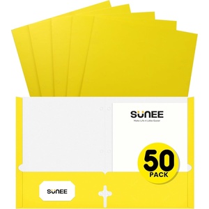 image:imageSUNEE Folders with Pockets 3 Hole Punched50 Pack Dark Blue 2 Pocket Folders Fit Letter Size Paper Paper File Folder for School Office Home BussinessYellow