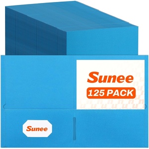 image:imageSUNEE Folders with Pockets125 Pack Assorted Colors 2 Pocket Folders Fit Letter Size Paper Paper File Folder for School Office Home BussinessBlue