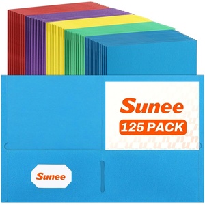 image:imageSUNEE Folders with Pockets125 Pack Assorted Colors 2 Pocket Folders Fit Letter Size Paper Paper File Folder for School Office Home BussinessMulticolored