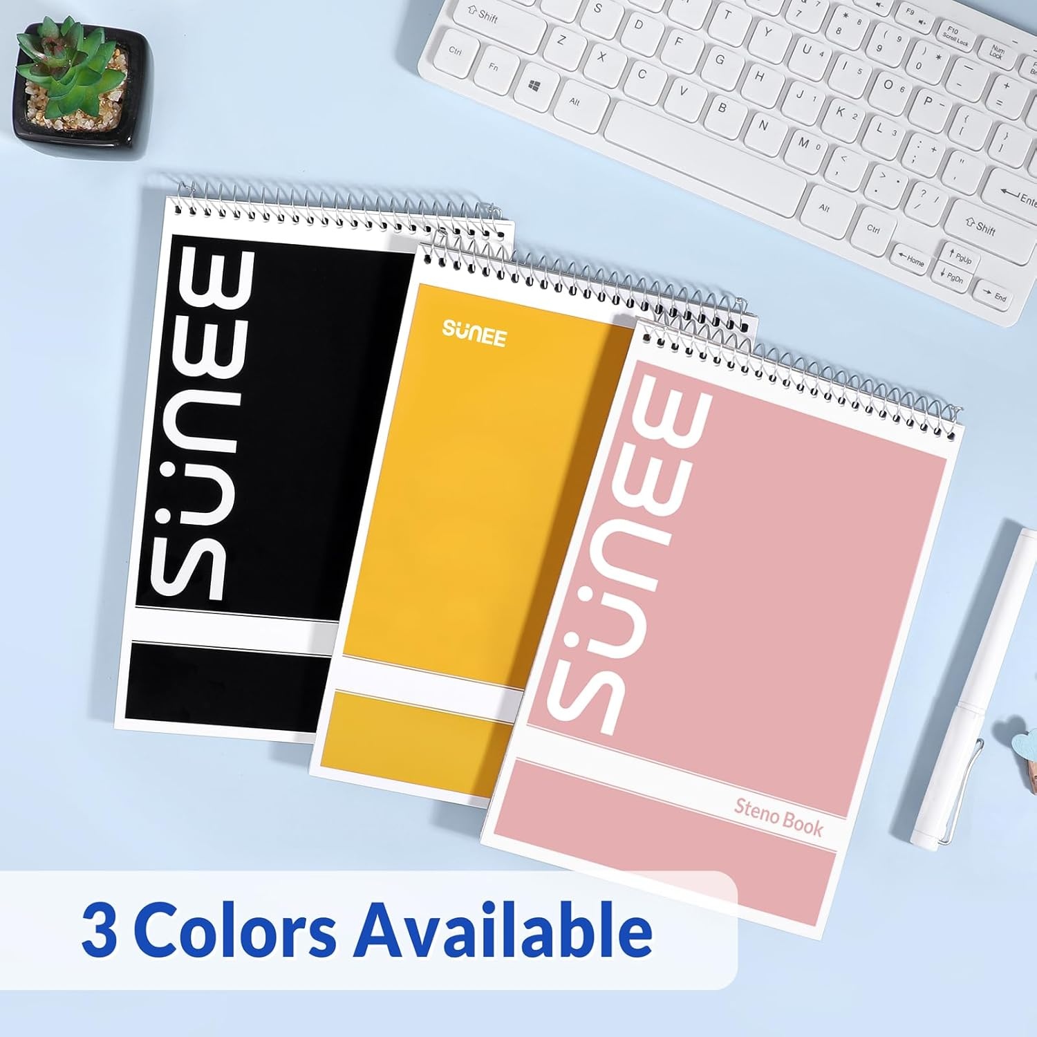 image:imageSUNEE 2 Pack Steno Pads 6x9 Gregg Rule 60 Sheets Spiral Notebook 6x9 White Paper Take Notes with Top Spiral Notebook for School University College Work Office YellowBlack