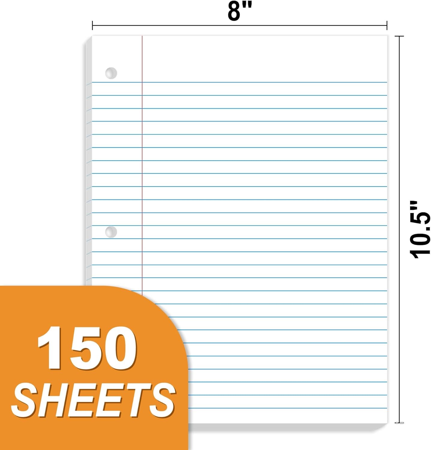 image:imageSUNEE Loose Leaf Paper 450 Sheets 3 Pack Wide Ruled Paper 8 x 1012 Inch Filler Paper 3 Hole Punch Binder Paper Loose Leaf Notebook Paper 150 SheetsPackWhite