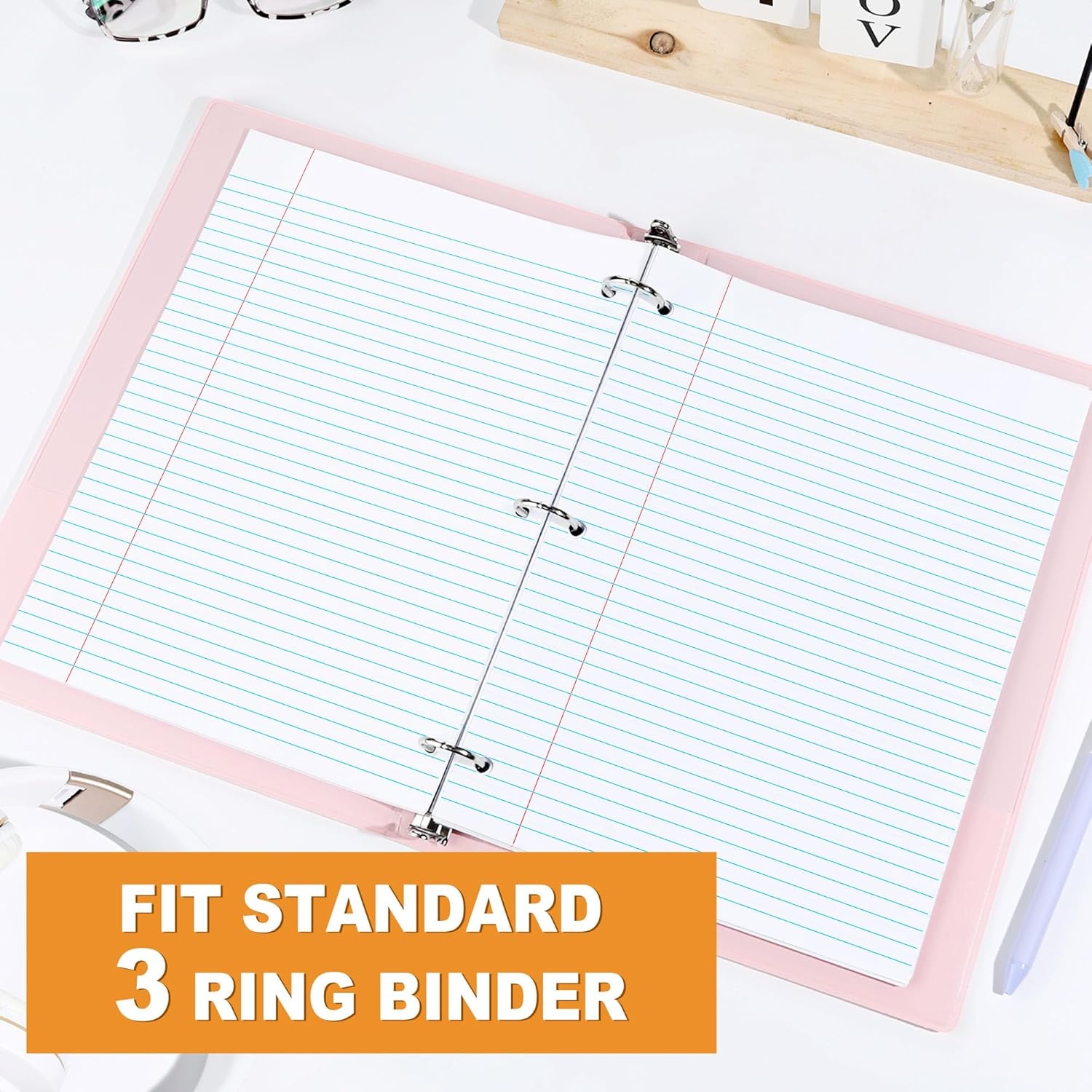 image:imageSUNEE Loose Leaf Paper 450 Sheets 3 Pack Wide Ruled Paper 8 x 1012 Inch Filler Paper 3 Hole Punch Binder Paper Loose Leaf Notebook Paper 150 SheetsPackWhite