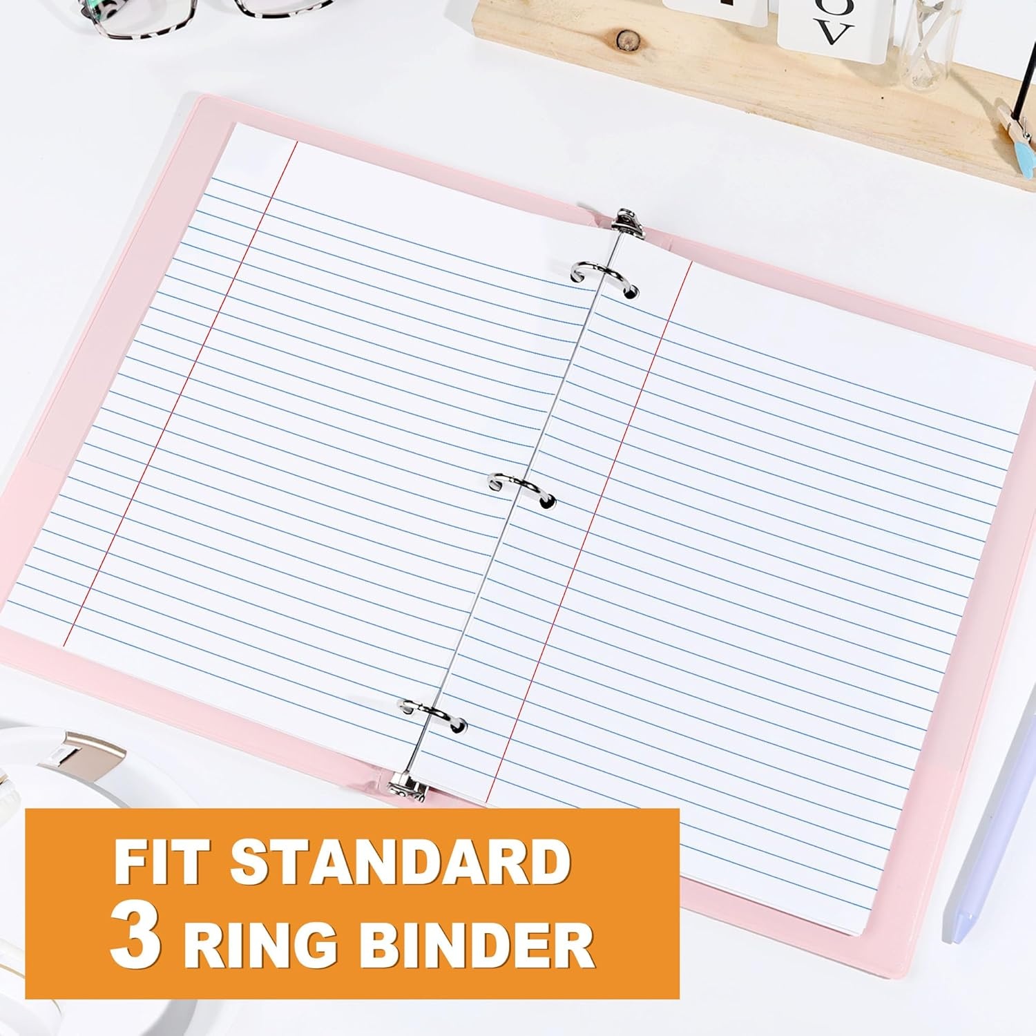 image:imageSUNEE Loose Leaf Paper 450 Sheets 3 Pack Wide Ruled Paper 8 x 1012 Inch Filler Paper 3 Hole Punch Binder Paper Loose Leaf Notebook Paper 150 SheetsPackWhite