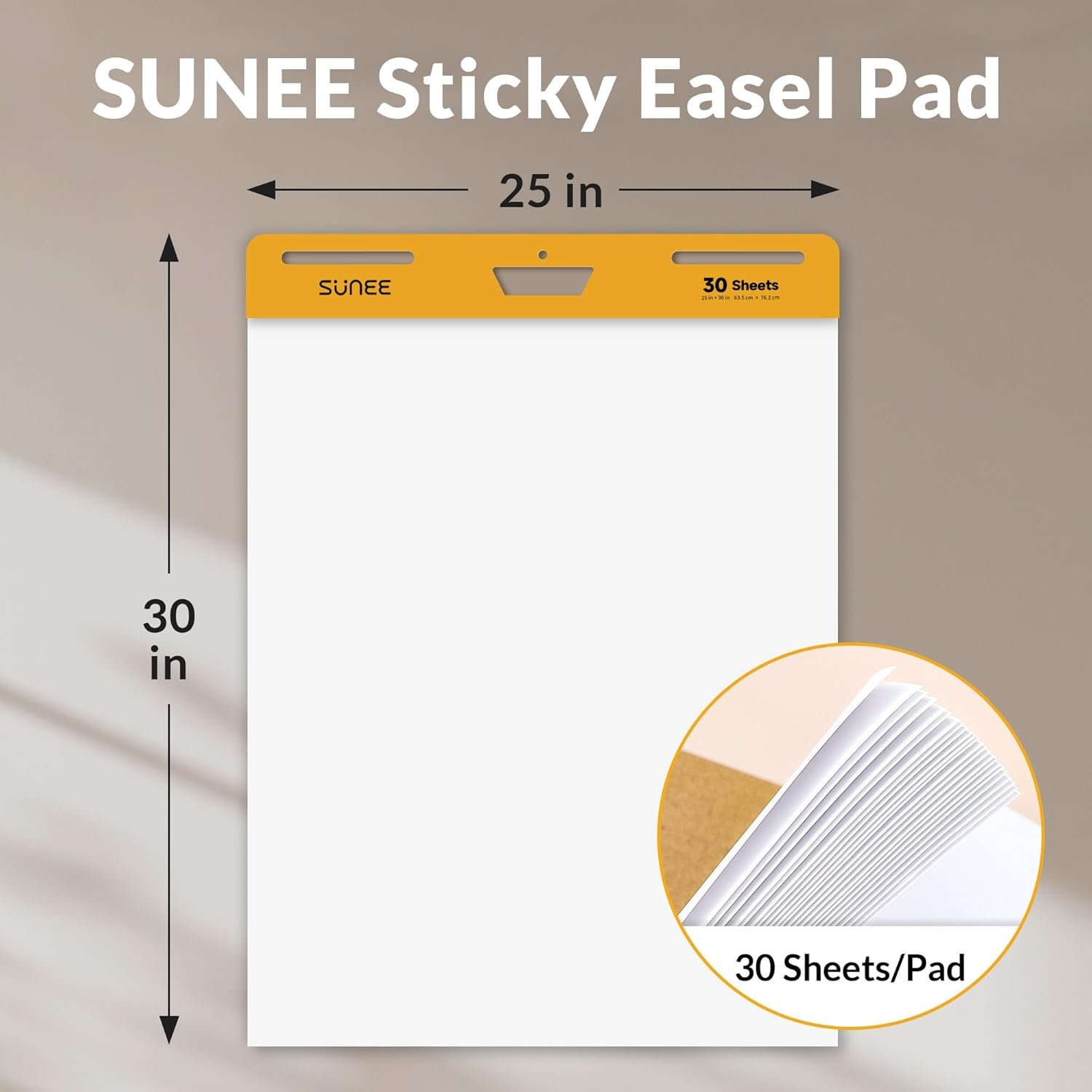 image:imageSUNEE Sticky Easel Pads 25 x 30 Inches Chart Paper 6 Pack Self Stick Easel Paper for White Board Large White Premium Self Stick Flip Chart Paper 30 SheetsPad 6 Pads