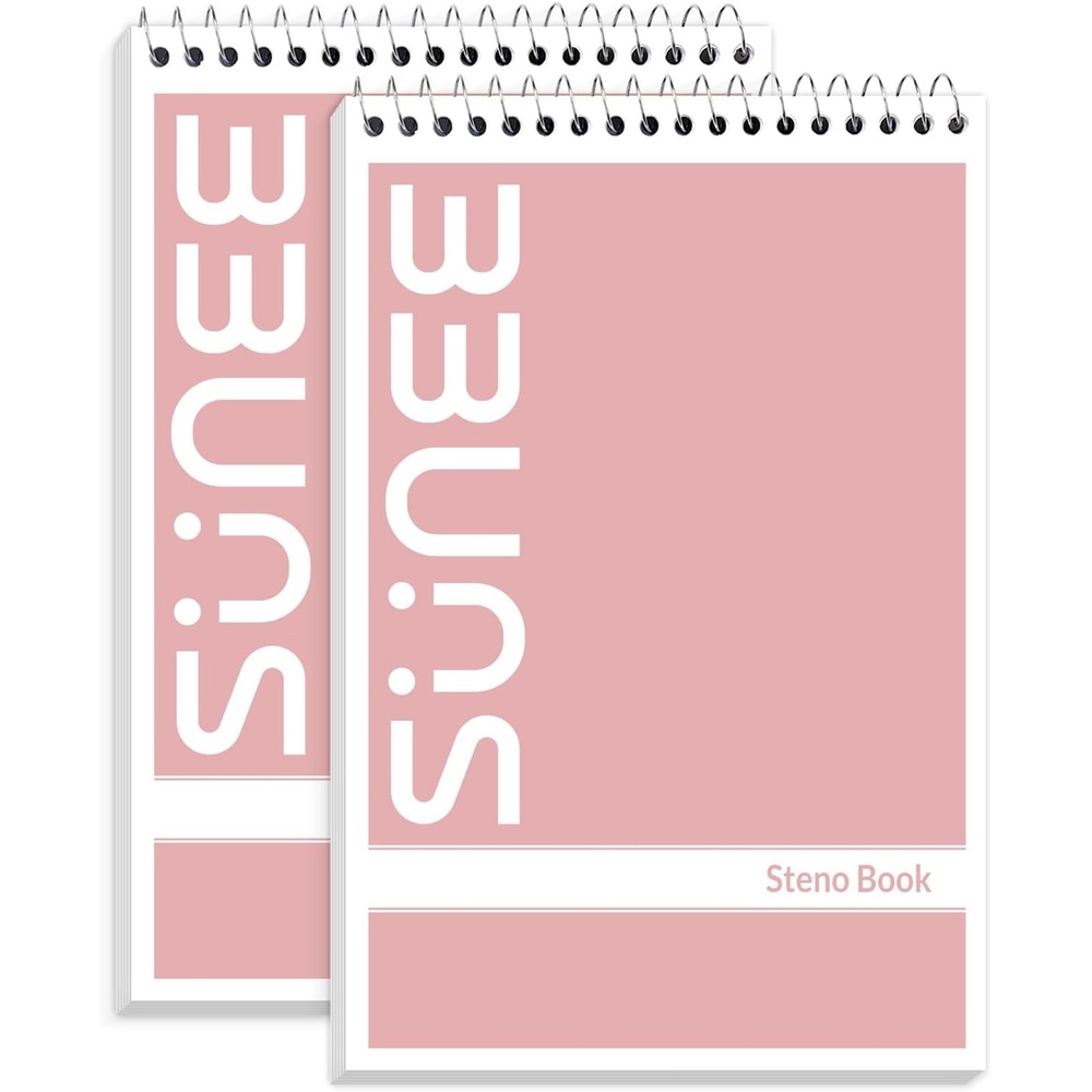 image:imageSUNEE 2 Pack Steno Pads 6x9 Gregg Rule 60 Sheets Spiral Notebook 6x9 White Paper Take Notes with Top Spiral Notebook for School University College Work Office YellowPink