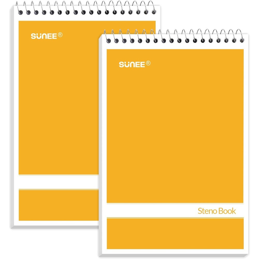 image:imageSUNEE 2 Pack Steno Pads 6x9 Gregg Rule 60 Sheets Spiral Notebook 6x9 White Paper Take Notes with Top Spiral Notebook for School University College Work Office YellowYellow
