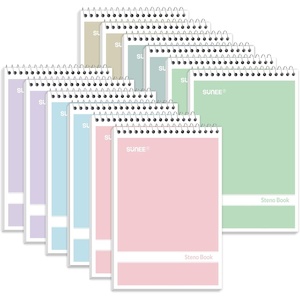image:imageSUNEE 12 Pack Steno Pads 6x9 Inch Gregg Rule 60 Sheets 6 Assorted Color Top Spiral Notebook White Paper for School University College Work and Office