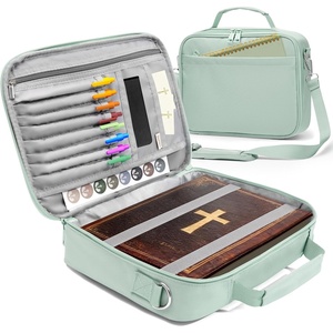 image:imageSUNEE Bible Cover for Women Large Bible Bag wShoulder Strap Carrying Book Case wPen Slots and Zippered Pocket Gift for Women amp Men Sage GreenSage Green