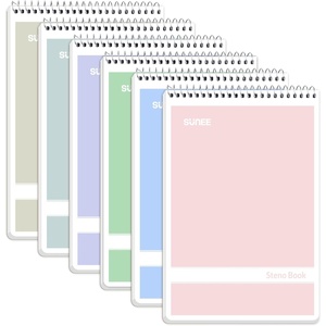 image:imageSUNEE Steno Pads 6x9 6 Pack Gregg Rule 60 Sheets 6 Assorted Color Spiral Notebook 6x9 White Paper Take Notes with Top Spiral Notebook for School University College Work Office