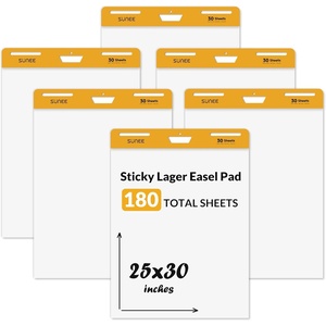 image:imageSUNEE Sticky Easel Pads 25 x 30 Inches Chart Paper 6 Pack Self Stick Easel Paper for White Board Large White Premium Self Stick Flip Chart Paper 30 SheetsPad 6 Pads