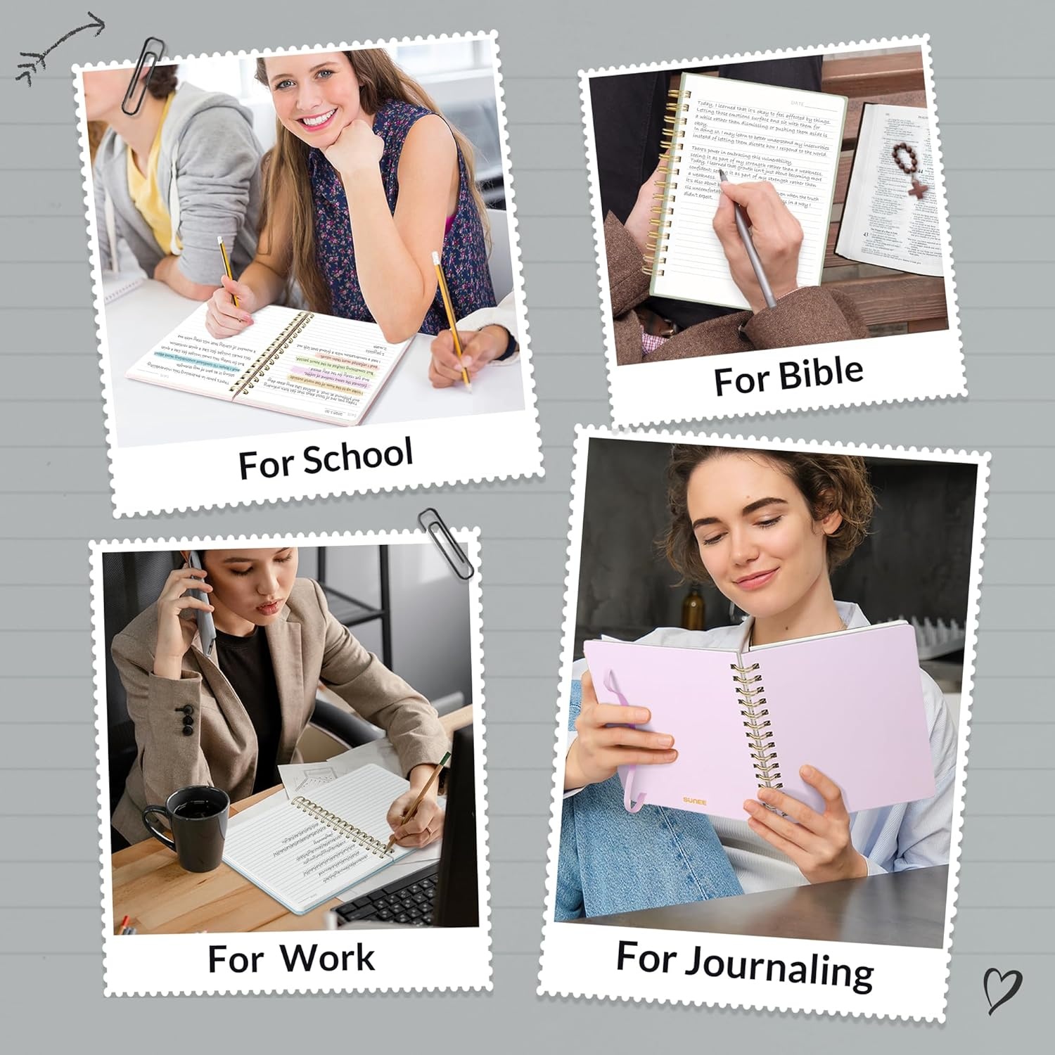 image:imageSUNEE Journaling Notebooks A5 Lined Spiral Notebook for Women 146 Pages College Ruled Hardcover Notebook for Work Note Taking Journaling and Office School Supplies A5 PinkBlack