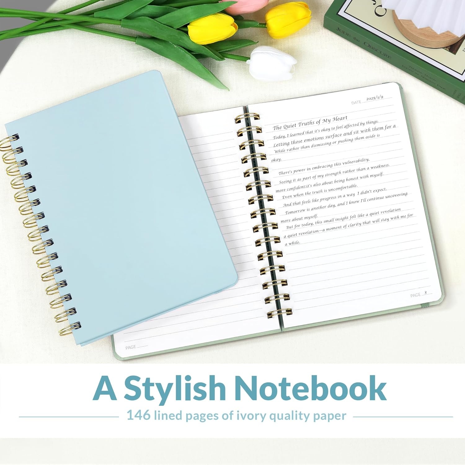 image:imageSUNEE Journaling Notebooks A5 Lined Spiral Notebook for Women 146 Pages College Ruled Hardcover Notebook for Work Note Taking Journaling and Office School Supplies A5 PinkBlue