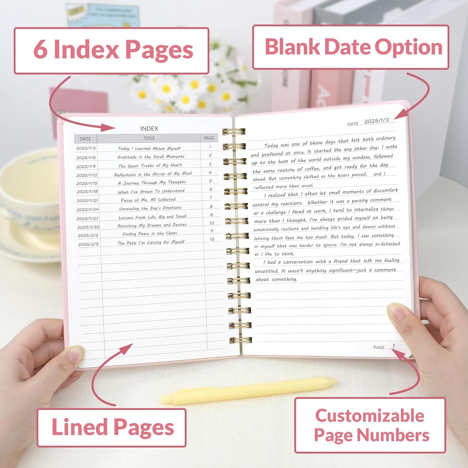 image:imageSUNEE Journaling Notebooks A5 Lined Spiral Notebook for Women 146 Pages College Ruled Hardcover Notebook for Work Note Taking Journaling and Office School Supplies A5 PinkPink