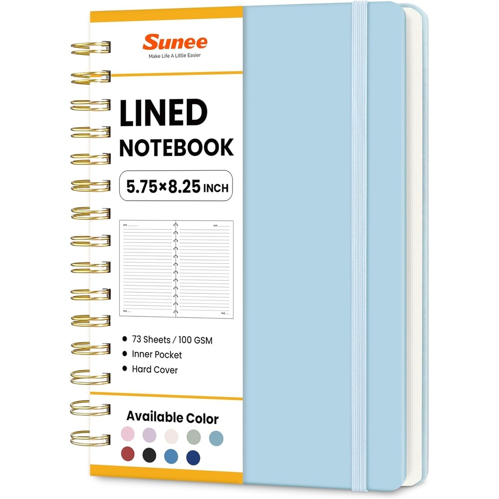 image:imageSUNEE Journaling Notebooks A5 Lined Spiral Notebook for Women 146 Pages College Ruled Hardcover Notebook for Work Note Taking Journaling and Office School Supplies A5 PinkBlue