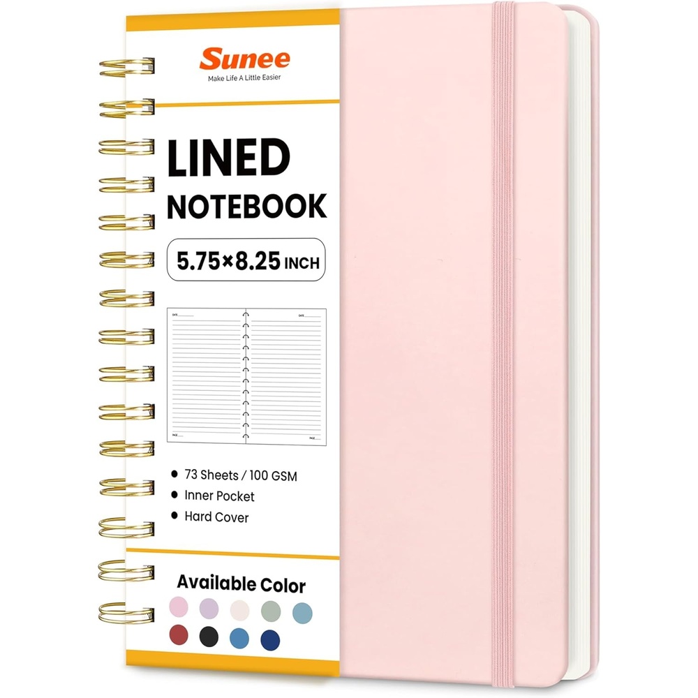image:imageSUNEE Journaling Notebooks A5 Lined Spiral Notebook for Women 146 Pages College Ruled Hardcover Notebook for Work Note Taking Journaling and Office School Supplies A5 PinkPink