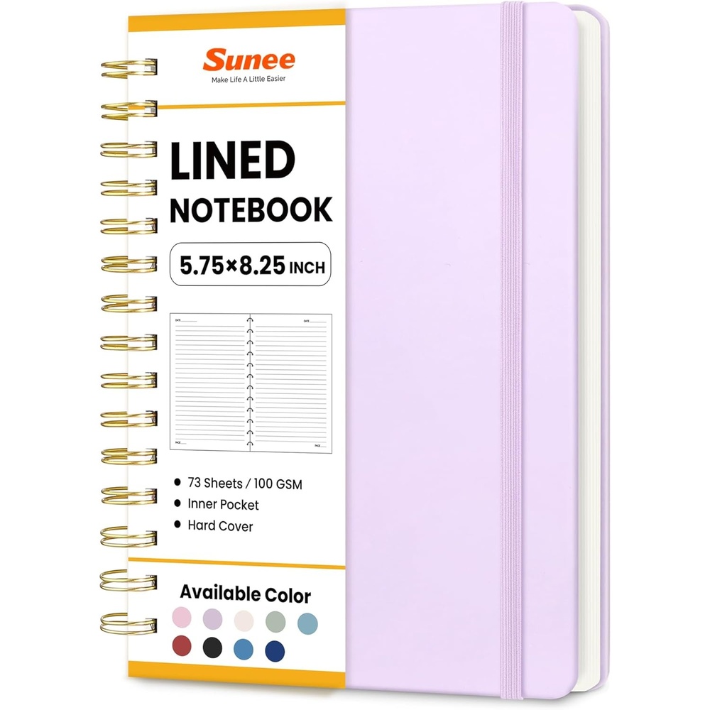 image:imageSUNEE Journaling Notebooks A5 Lined Spiral Notebook for Women 146 Pages College Ruled Hardcover Notebook for Work Note Taking Journaling and Office School Supplies A5 PinkPurple