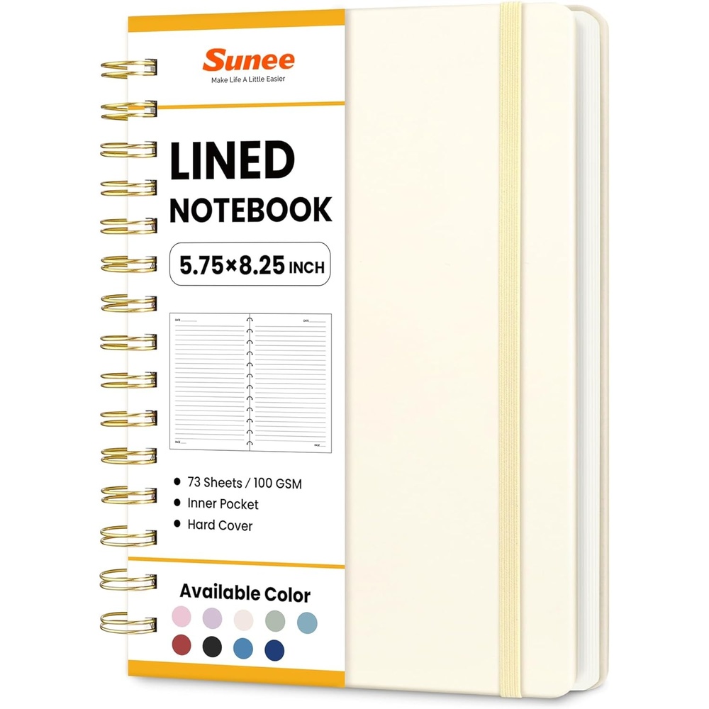 image:imageSUNEE Journaling Notebooks A5 Lined Spiral Notebook for Women 146 Pages College Ruled Hardcover Notebook for Work Note Taking Journaling and Office School Supplies A5 PinkBeige