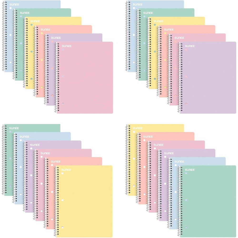 image:imageSUNEE Spiral Notebooks 6 Pack 1Subject College Ruled Paper 8 x 1012 70 Sheets per Notebook Assorted Pastel Colors Spiral Notebooks for School24