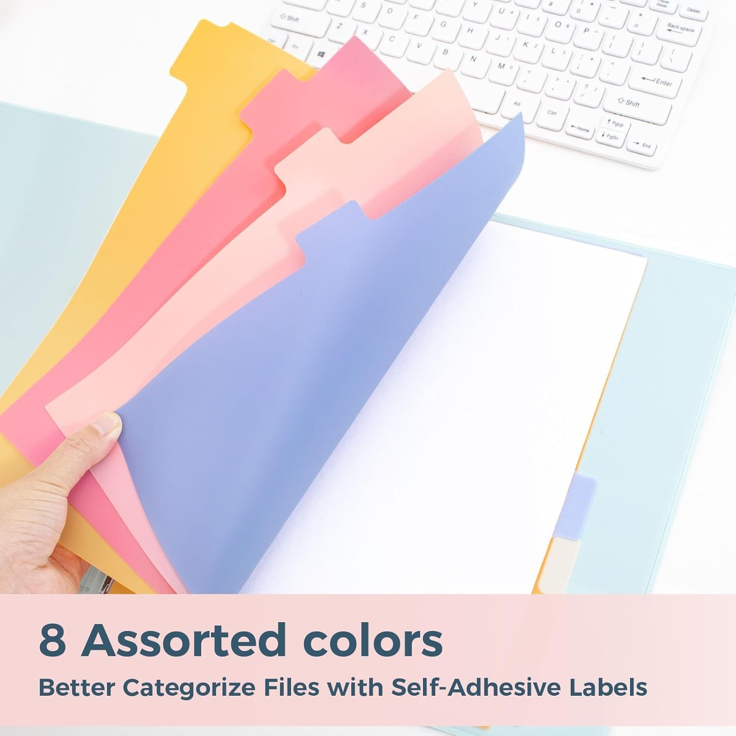 image:imageSUNEE 8 Tab Binder DividersPlastic Dividers for 3 Ring Binder3 Ring Binder Dividers with Tabs for School Office Home SuppliesPastel Color 5 Set5