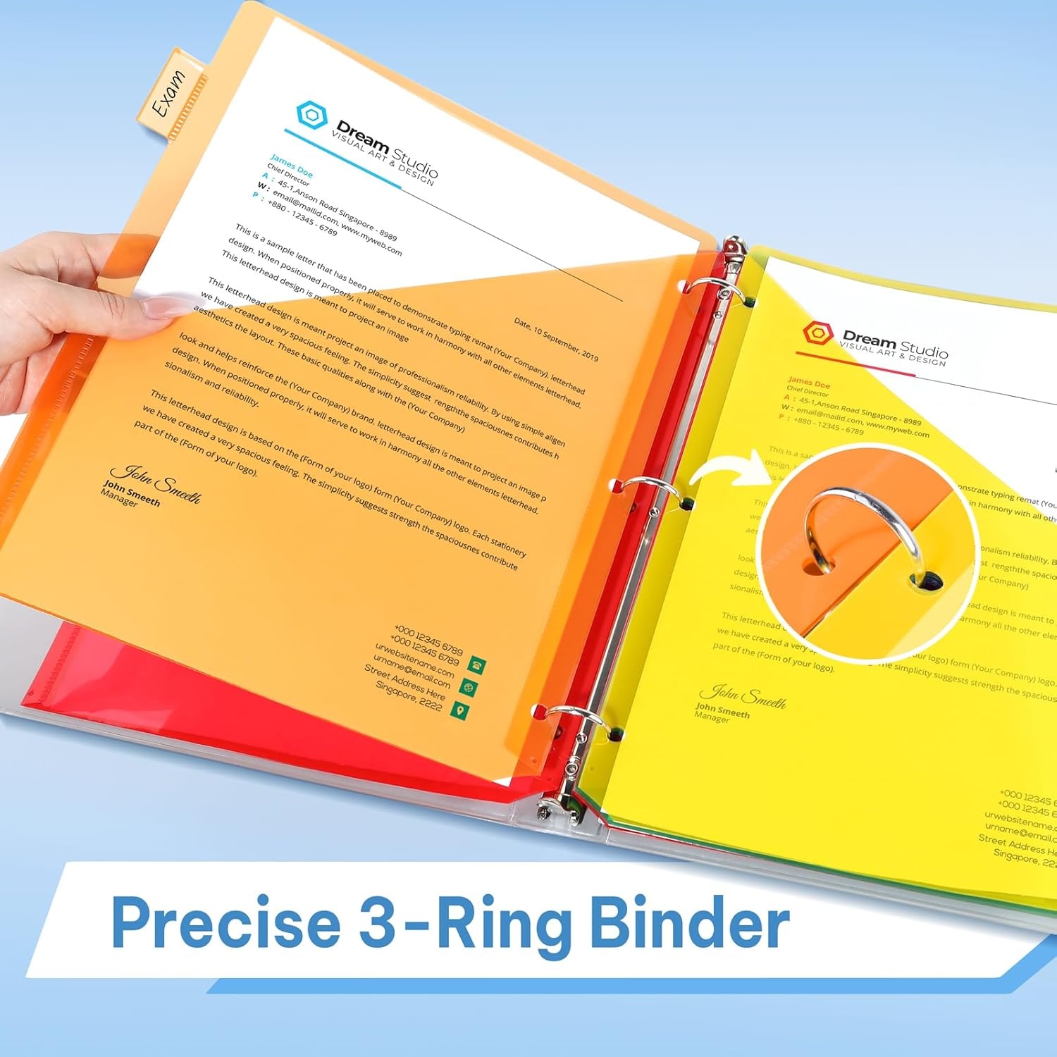 image:imageSUNEE 8 Tab Dividers with Pockets Plastic Dividers for 3 Ring Binder Subject Dividers with 2 Pockets Binder Dividers for School Office Home Supplies Multicolor 1 Set1