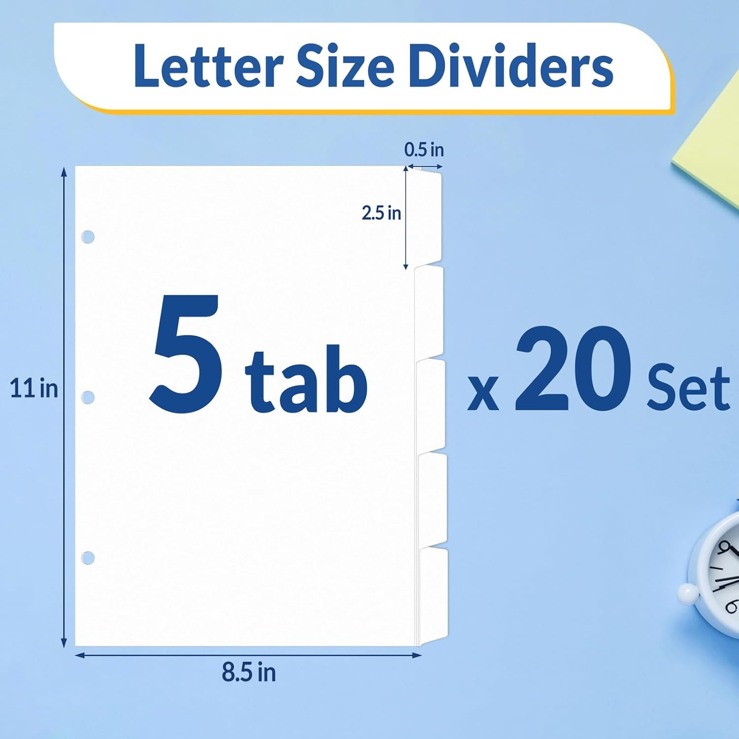 image:imageSUNEE Binder Dividers with Tabs for 3 Ring Binder 85 x 11 Paper White Binder Dividers Blank with 8 Tabs 4 Sets Page Dividers for School Office and Home 32 Dividers5 Tab 20 Set