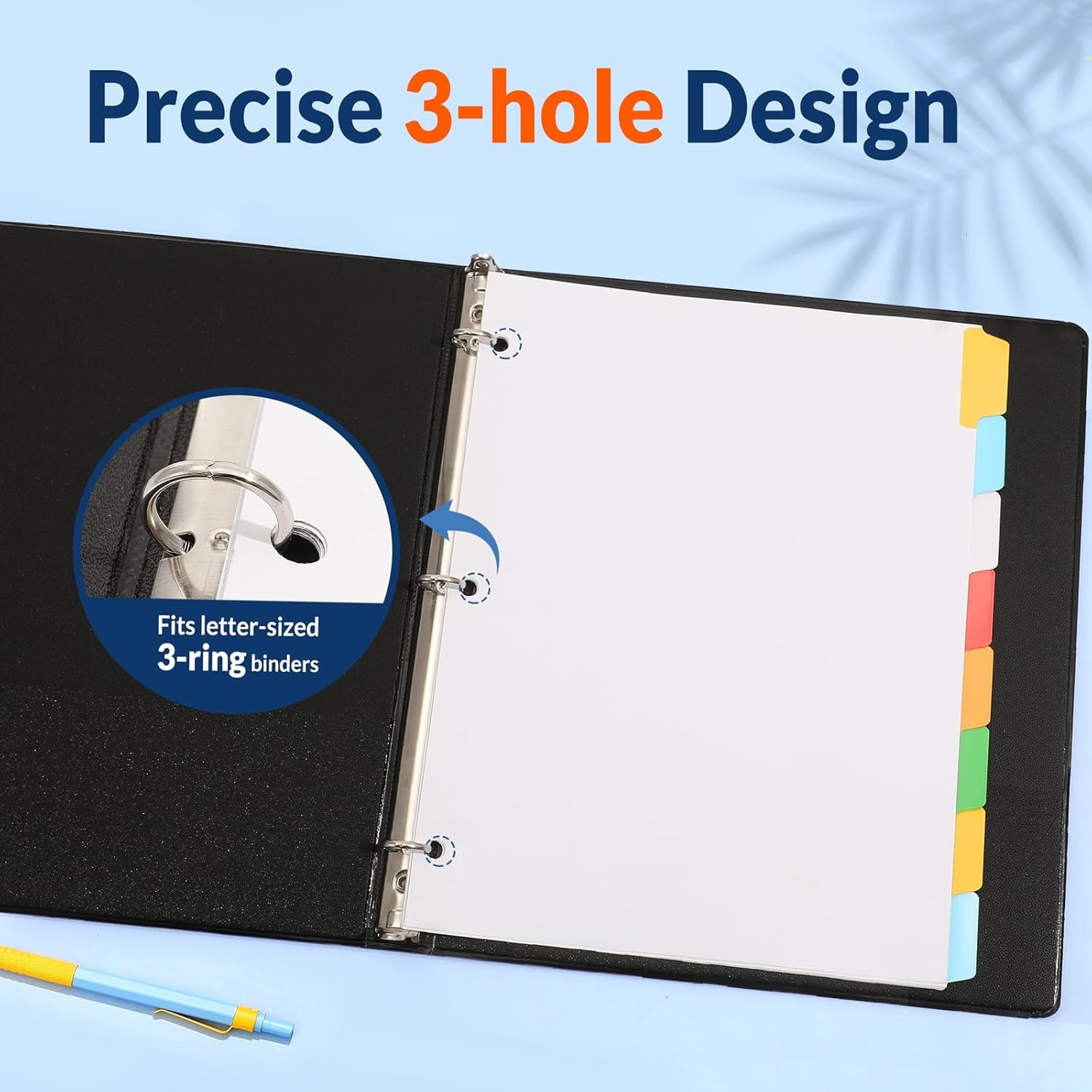image:imageSUNEE Binder Dividers with Tabs for 3 Ring Binder 85 x 11 Paper White Binder Dividers Blank with 8 Tabs 4 Sets Page Dividers for School Office and Home 32 Dividers8 Color Tab 12 Set