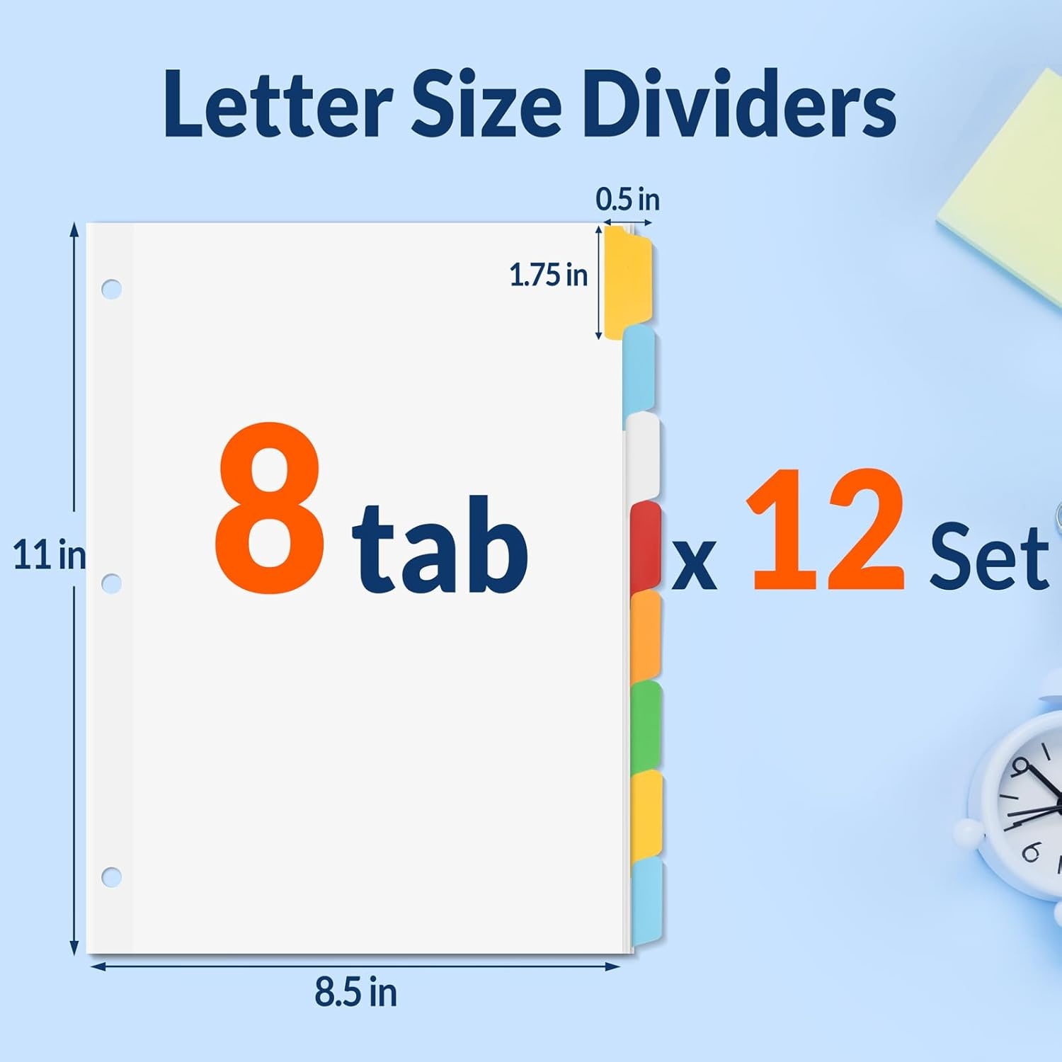 image:imageSUNEE Binder Dividers with Tabs for 3 Ring Binder 85 x 11 Paper White Binder Dividers Blank with 8 Tabs 4 Sets Page Dividers for School Office and Home 32 Dividers8 Color Tab 12 Set