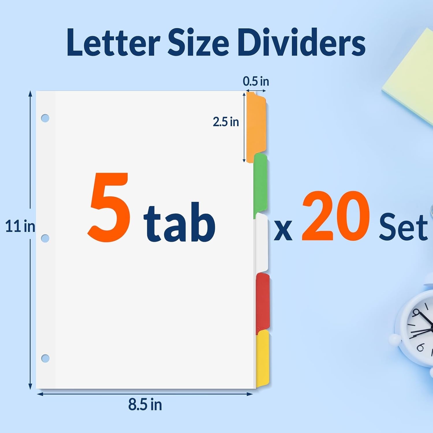 image:imageSUNEE Binder Dividers with Tabs for 3 Ring Binder 85 x 11 Paper White Binder Dividers Blank with 8 Tabs 4 Sets Page Dividers for School Office and Home 32 Dividers5 Color Tab 20 Set