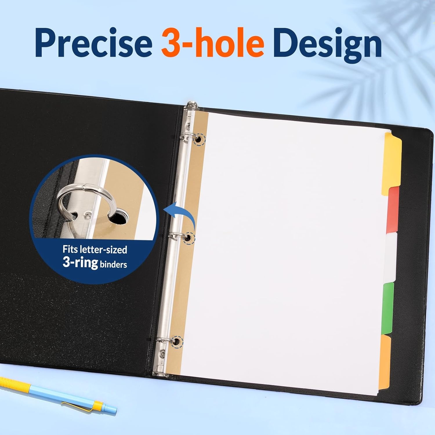 image:imageSUNEE Binder Dividers with Tabs for 3 Ring Binder 85 x 11 Paper White Binder Dividers Blank with 8 Tabs 4 Sets Page Dividers for School Office and Home 32 Dividers5 Color Tab 20 Set