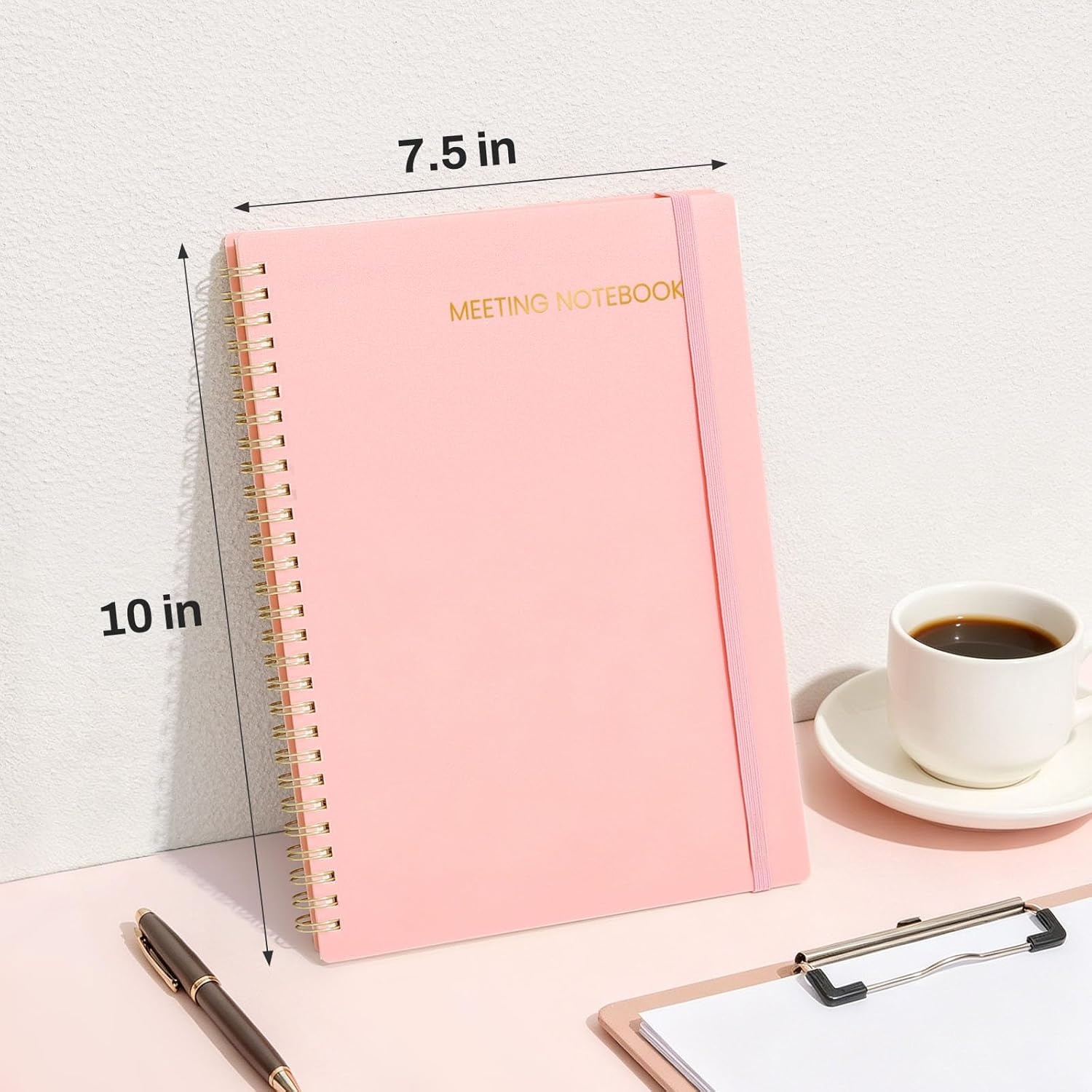 image:imageSUNEE Meeting Notebook for Work with Action Items 160 Pages A4 Size Project Planner Spiral Meeting AgendaMinutes Notebook Organizer for Women Men Note Taking Office amp Business 85x11 PurplePink