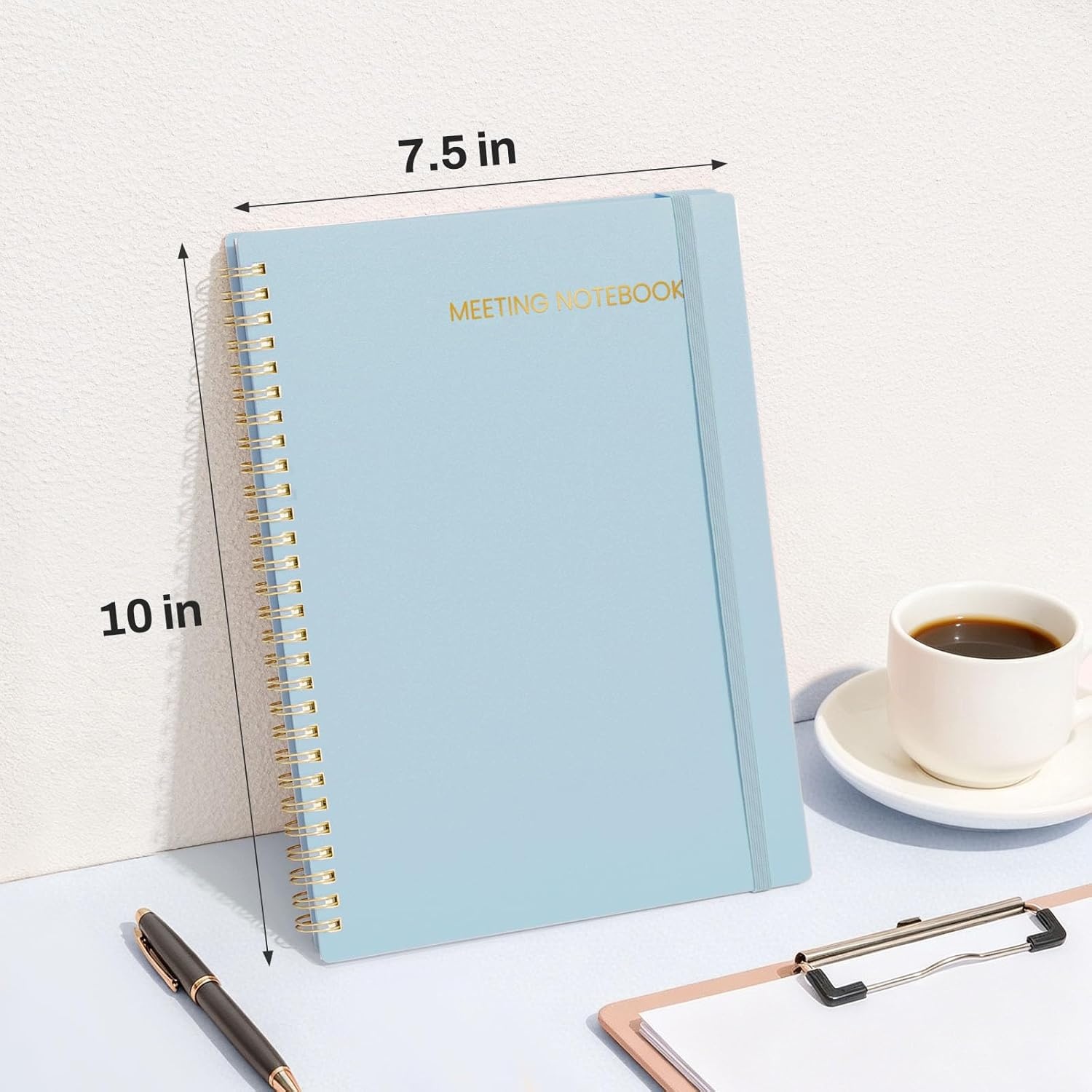 image:imageSUNEE Meeting Notebook for Work with Action Items 160 Pages A4 Size Project Planner Spiral Meeting AgendaMinutes Notebook Organizer for Women Men Note Taking Office amp Business 85x11 PurpleBlue