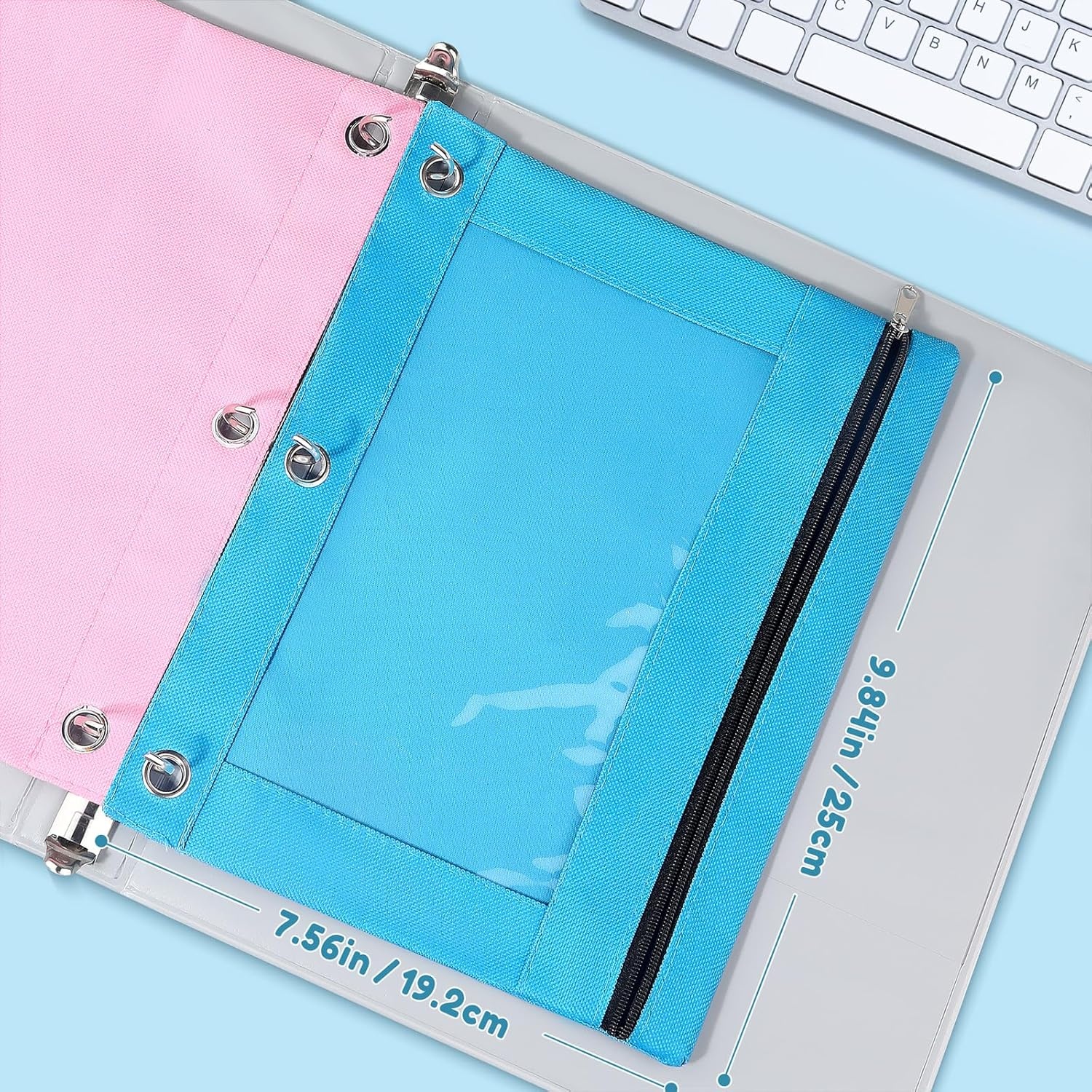 image:imageSUNEE Pencil Pouch for 3 Ring Binder Pencil Bag for Binder with Zippers Black Pencil Case for Students Organizer BlackBlack