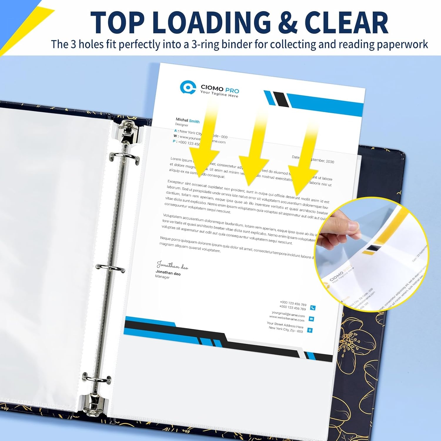 image:imageSUNEE Sheet Protectors 500 Packs for 3 Ring Binder PVCFree Clear Page Protectors 85x11 Inches Plastic Cover for Paper Documents Photos Top Loading Binder Sleeves Letter Size600