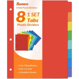 image:imageSUNEE 8 Tab Binder DividersPlastic Dividers for 3 Ring Binder3 Ring Binder Dividers with Tabs for School Office Home SuppliesBright Color 2 Set1