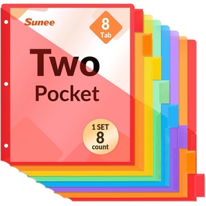 image:imageSUNEE 8 Tab Dividers with Pockets Plastic Dividers for 3 Ring Binder Subject Dividers with 2 Pockets Binder Dividers for School Office Home Supplies Multicolor 1 Set1
