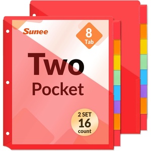 image:imageSUNEE 8 Tab Dividers with Pockets Plastic Dividers for 3 Ring Binder Subject Dividers with 2 Pockets Binder Dividers for School Office Home Supplies Multicolor 1 Set2