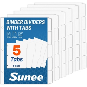 image:imageSUNEE Binder Dividers with Tabs for 3 Ring Binder 85 x 11 Paper White Binder Dividers Blank with 8 Tabs 4 Sets Page Dividers for School Office and Home 32 Dividers5 Tab  6 Set