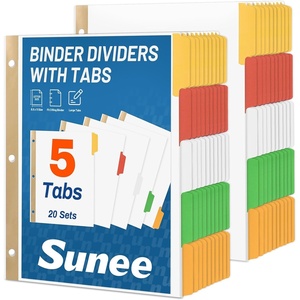 image:imageSUNEE Binder Dividers with Tabs for 3 Ring Binder 85 x 11 Paper White Binder Dividers Blank with 8 Tabs 4 Sets Page Dividers for School Office and Home 32 Dividers5 Color Tab 20 Set