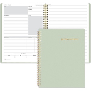 image:imageSUNEE Half Meeting Half Note  85x11 Professional Notebooks for Work  160 Pages A4 Size Project Planner Spiral Meeting AgendaMinutes Organizer for Women Men Note Taking Office amp BusinessMuted Green