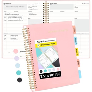 image:imageSUNEE Meeting Notebook for Work with Action Items  160 Pages A4 Size Project Planner Spiral Meeting AgendaMinutes Notebook Organizer for Women Men Note Taking Office amp Business 85x11 PurplePink
