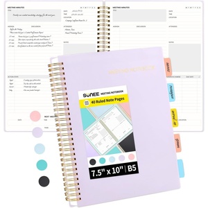 image:imageSUNEE Meeting Notebook for Work with Action Items  160 Pages A4 Size Project Planner Spiral Meeting AgendaMinutes Notebook Organizer for Women Men Note Taking Office amp Business 85x11 PurplePurple