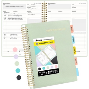 image:imageSUNEE Meeting Notebook for Work with Action Items  160 Pages A4 Size Project Planner Spiral Meeting AgendaMinutes Notebook Organizer for Women Men Note Taking Office amp Business 85x11 PurpleSage Green