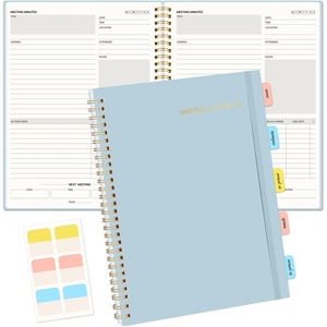 image:imageSUNEE Meeting Notebook for Work with Action Items  160 Pages A4 Size Project Planner Spiral Meeting AgendaMinutes Notebook Organizer for Women Men Note Taking Office amp Business 85x11 PurpleBlue