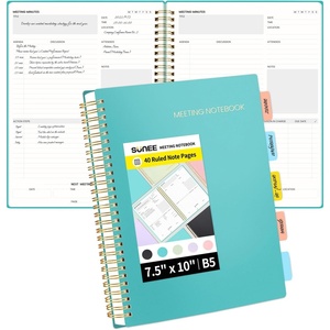 image:imageSUNEE Meeting Notebook for Work with Action Items  160 Pages A4 Size Project Planner Spiral Meeting AgendaMinutes Notebook Organizer for Women Men Note Taking Office amp Business 85x11 PurpleTeal
