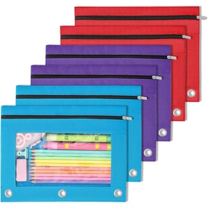 image:imageSUNEE Pencil Pouch for 3 Ring Binder Pencil Bag for Binder with Zippers Black Pencil Case for Students Organizer BlackClassic 3color