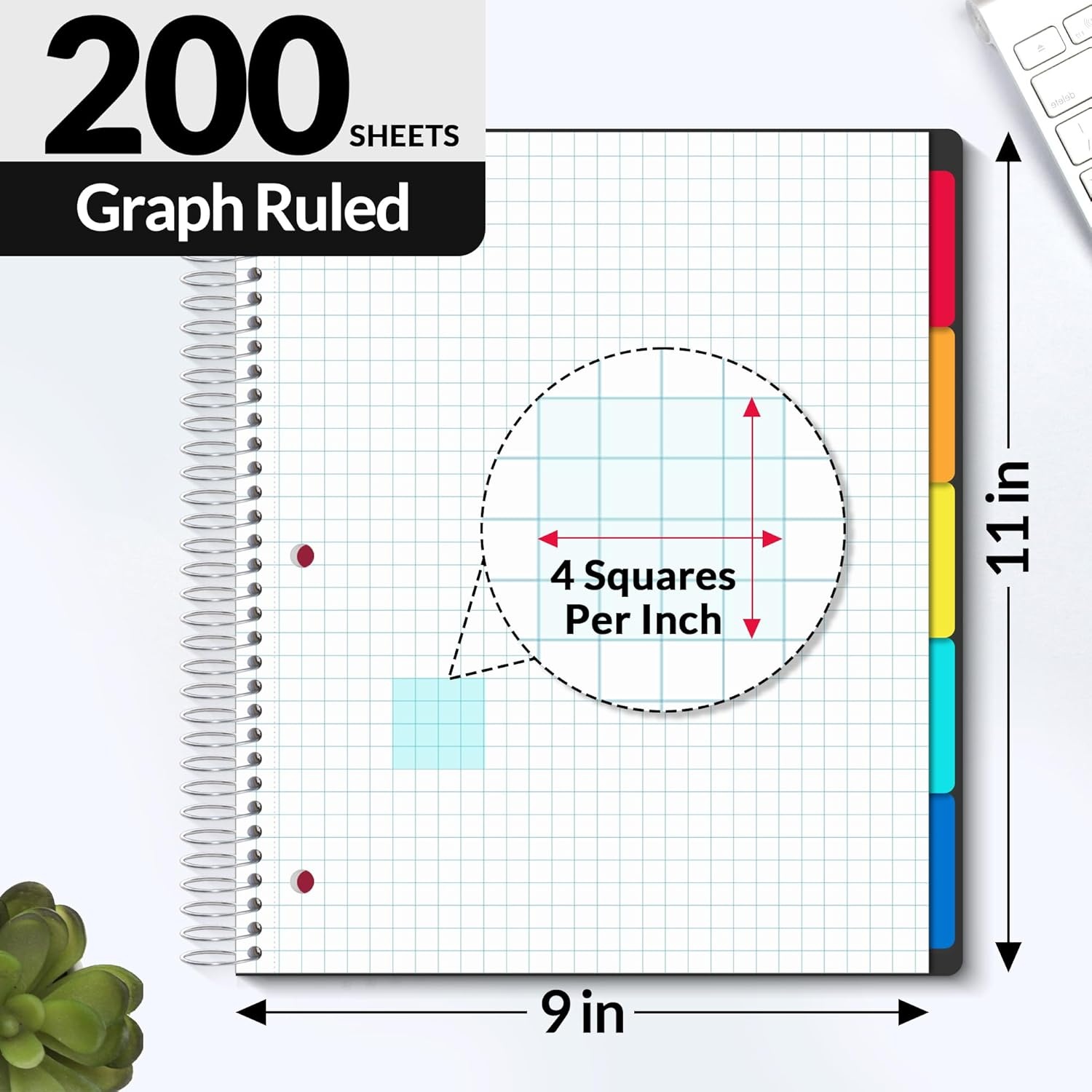 image:imageSUNEE 5 Subject Notebook College Ruled 400 Pages 9x11 5 Pocket Colored Dividers 3Hole Punched Paper PinkBlack