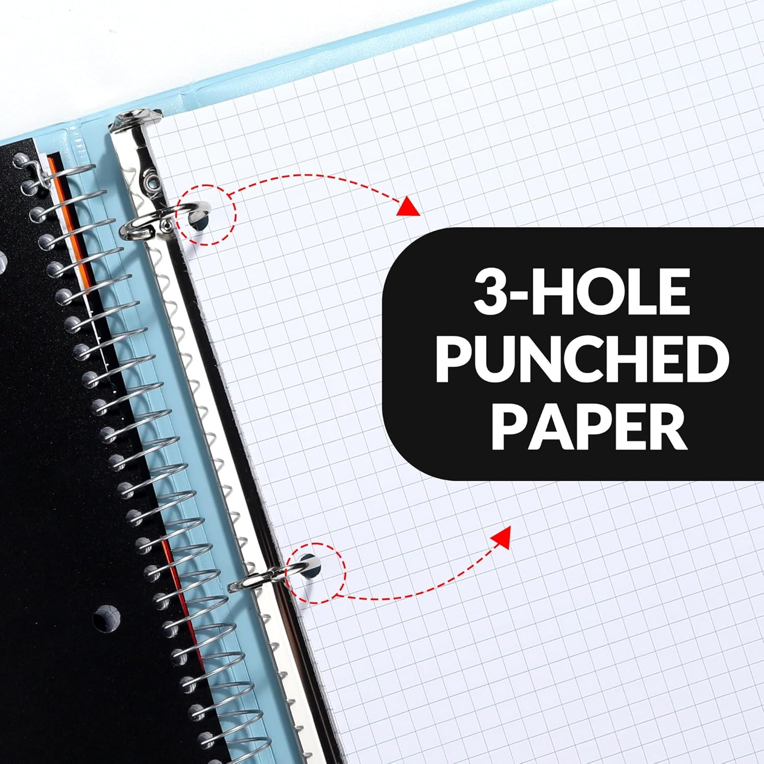 image:imageSUNEE 5 Subject Notebook College Ruled 400 Pages 9x11 5 Pocket Colored Dividers 3Hole Punched Paper PinkBlack