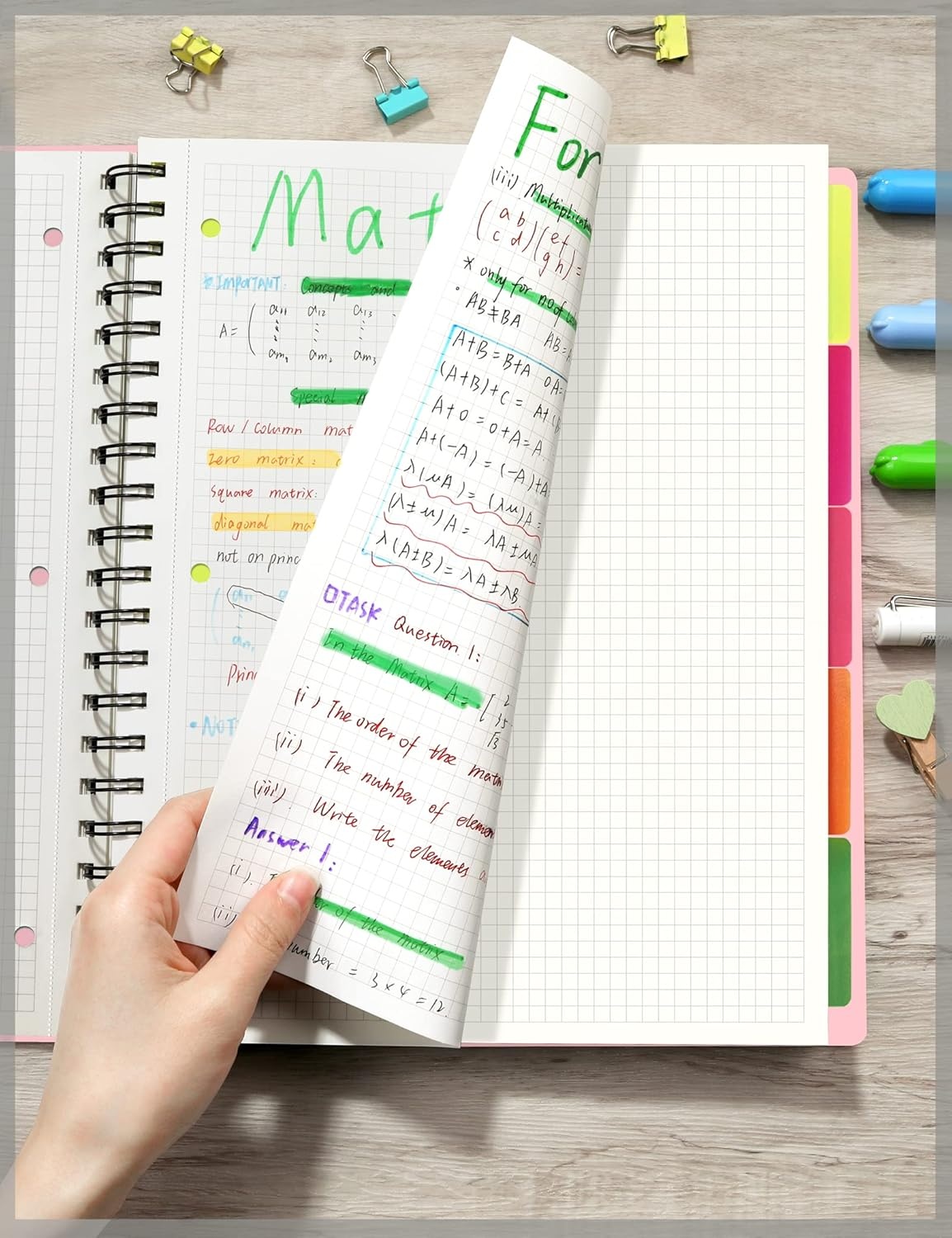 image:imageSUNEE 5 Subject Notebook College Ruled 400 Pages 9x11 5 Pocket Colored Dividers 3Hole Punched Paper PinkPink